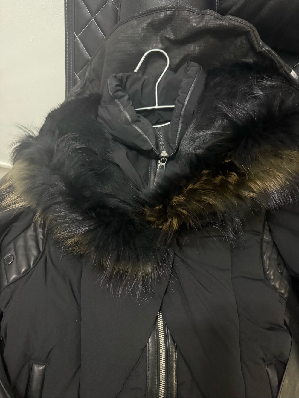 RUDSAK Black Puffer Coat with Faux-Fur Trim